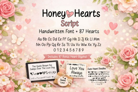 Honey Hearts Script is a Romantic Handwritten Font That Adds Whimsy to Creative Projects